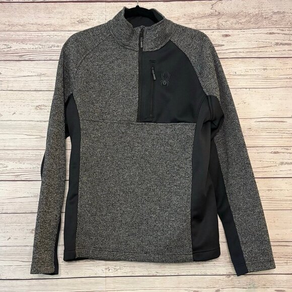Spyder Mens Grey Quarter Zip Size Med - Picture 1 of 8